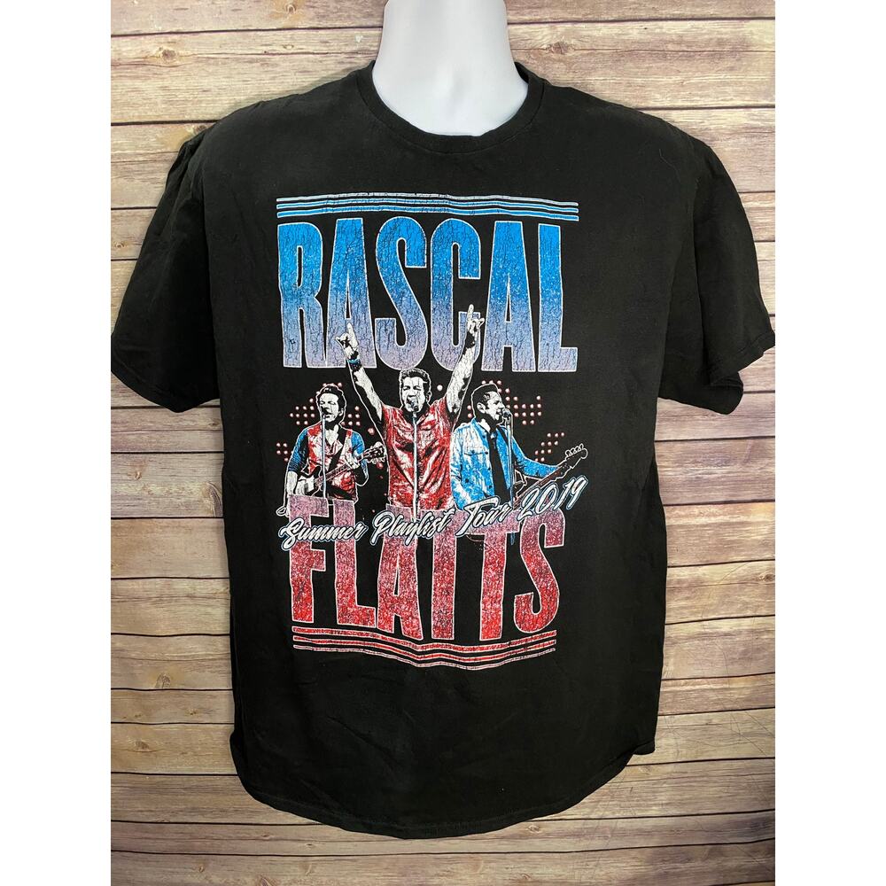 Rascal Flatts 2019 Tour T-Shirt Size L Black Band Tee Concert Dates Graphic
